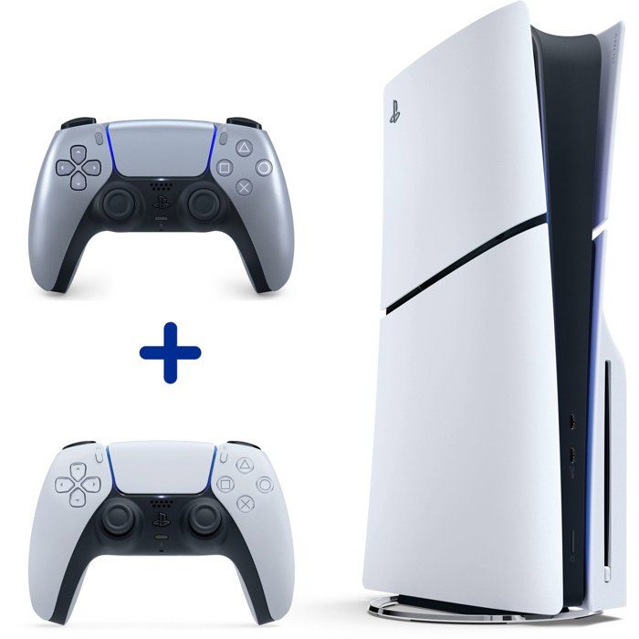 Pack PS5 Standard (avec lecteur CD) : Console PlayStation 5 (Modèle Slim) + 2ème manette DualSense Sterling Silver