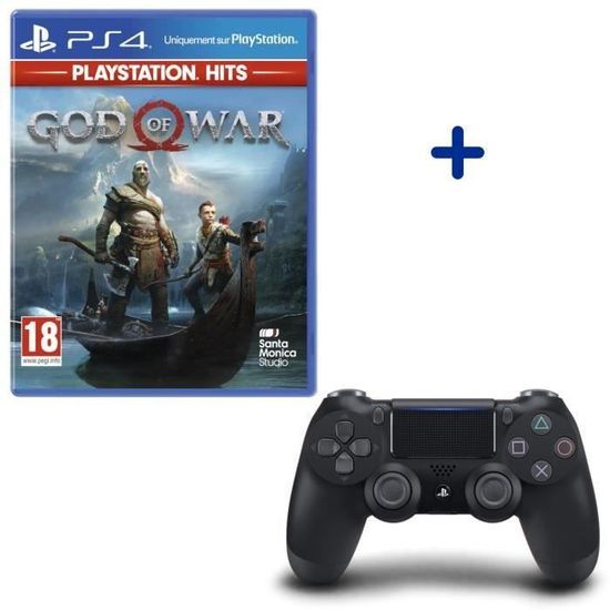 Pack PlayStation : Manette PS4 Dualshock 4.0 V2 Jet Black + God of War PlayStation Hits