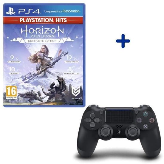 Pack PlayStation : Manette PS4 Dualshock 4.0 V2 Jet Black + Horizon: Zero Dawn Complete Edition PlayStation Hits