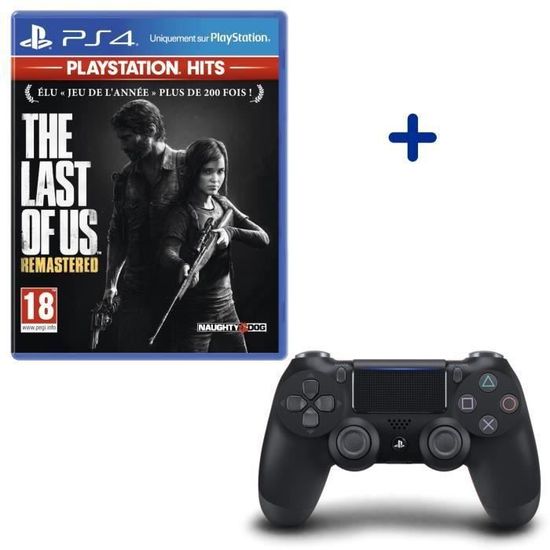 Pack PlayStation : Manette PS4 Dualshock 4.0 V2 Jet Black + The Last of Us Remastered PlayStation Hits