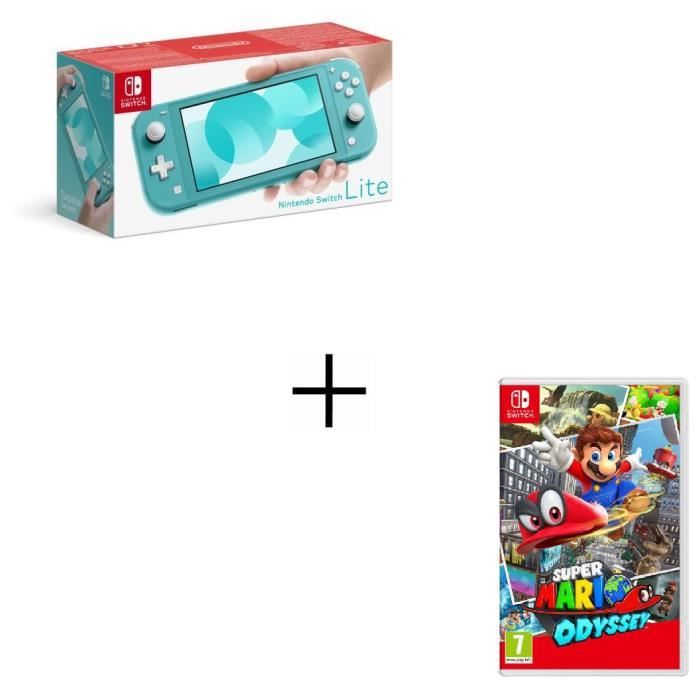 Nintendo Switch Lite 32GB Turquoise and Super Mario Odyssey Bundle 