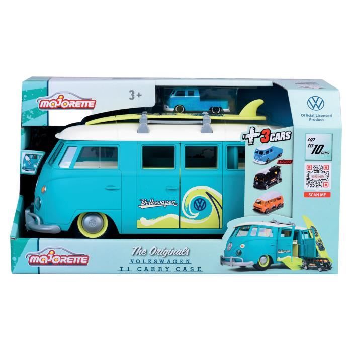 Véhicule miniature - MAJORETTE - Volkswagen T1 35cm - Pack avec 3 véhicules 1/64ème - Bleu