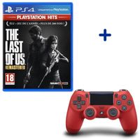 Pack PlayStation : Manette PS4 Dualshock 4.0 V2 Magma Red + The Last of Us Remastered PlayStation Hits