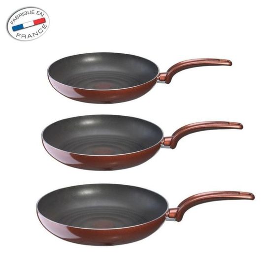Set De 3 Poêles Greblon Céramique Cuivré - 20, 24 Et 28 Cm - Aluminium Forgé, Antiadhésif Sans PFOA - Compatible Induction - 4