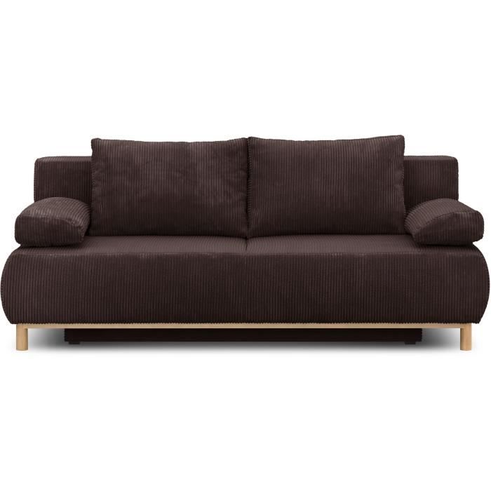 Banquette convertible 3 places MIKA Velours côtelé Coffre de rangement 192 x H 84 x P 93 cm - vue 6