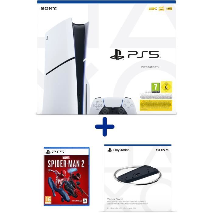 CONSOLE PS5 SLIM 1000 GO ( 1TO) DISQUE VERSION + 2 JEUX