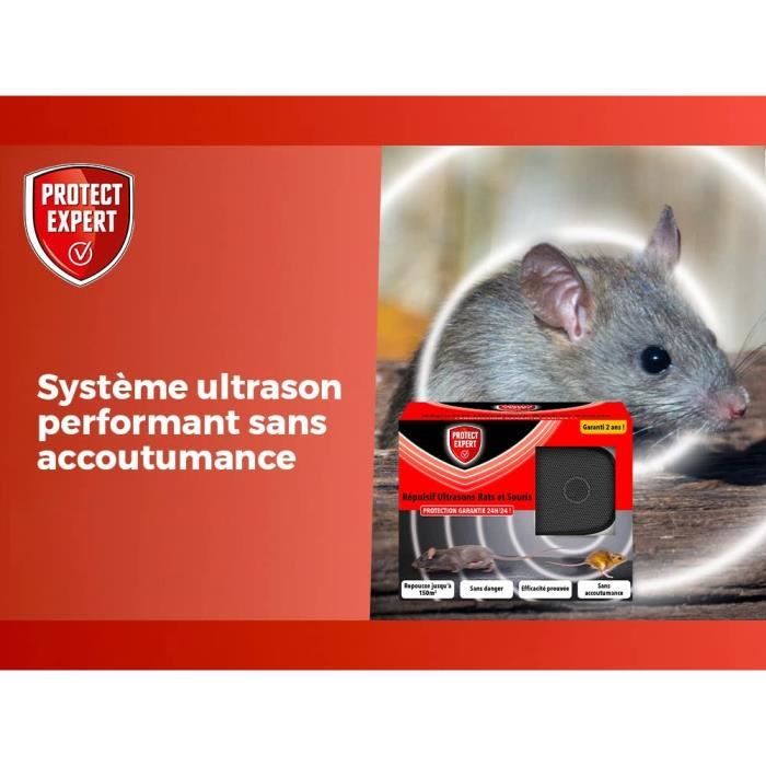 PROTECT EXPERT Ultrason Rats & Souris | Répulsif Anti Rats et Souris | sans  Accoutumance | Repousse jusqu'à 150 m2 | Protection Garantie 24h/24