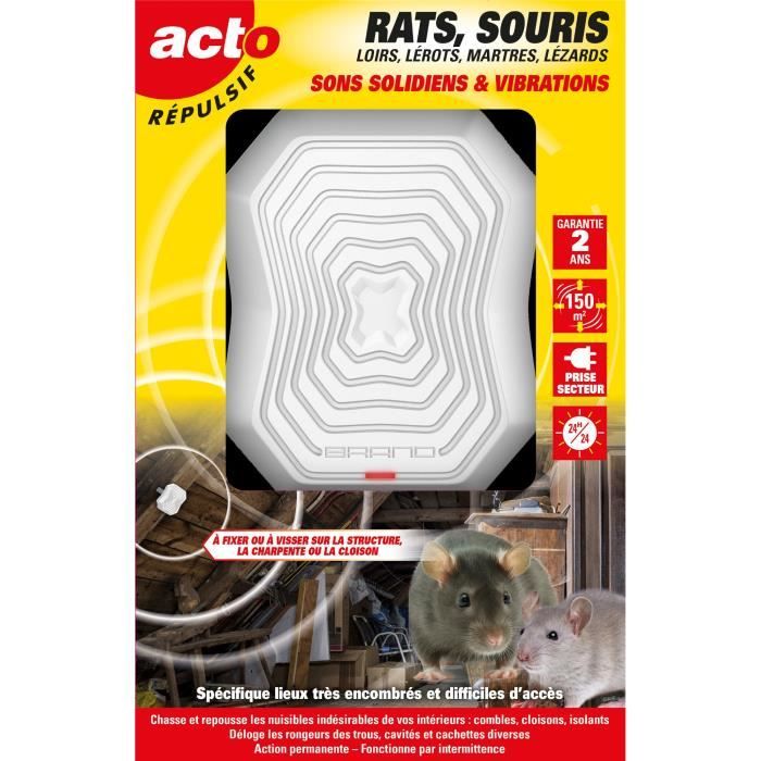 Répulsif Vibrations & Sons - ACTO - Rats Souris Lézards 150m²