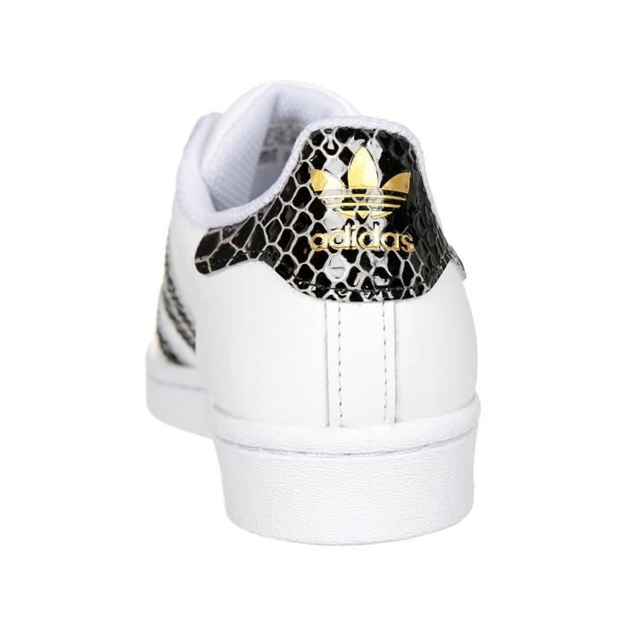 Baskets Superstar Blanc Noir Femme ADIDAS ORIGINALS Cuir Plat Adulte Blanc Noir Cdiscount Chaussures
