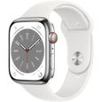 Apple Watch Series 8 GPS + Cellular - 45mm - Boîtier Silver Stainless Steel - Bracelet White Sport Band - Regular-0