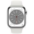 Apple Watch Series 8 GPS + Cellular - 45mm - Boîtier Silver Stainless Steel - Bracelet White Sport Band - Regular-1