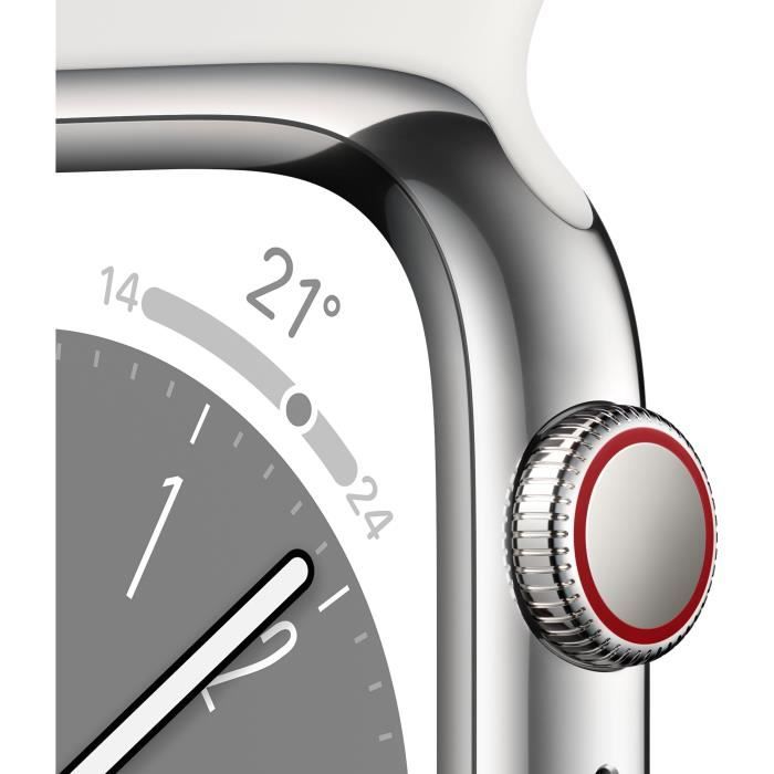 Apple Watch Series 8 (GPS) - Montre connectée 45mm - blanc - 32 Go Pas Cher