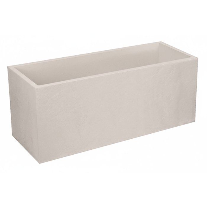 EDA Jardinière VOLCANIA Beige Calcaire Double paroi - avec zone de rétention d'eau Dim. 99,5 x 39,5 x 43,5 cm - Volume 98 L