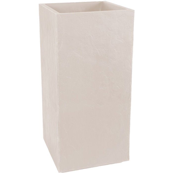 Bac à fleurs Carré Haut 40 cm - EDA - Volcania - 31 L - Intérieur/Extérieur - 395 x 395 x H. 80 cm - Beige Calcaire