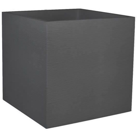 EDA PLASTIQUE Bac à fleurs carré Graphit - 57 L - 49,5 x 49,5 x 49,5 cm - Gris anthracite