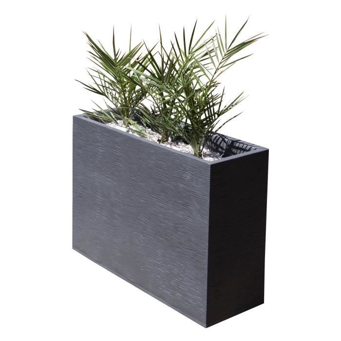 EDA PLASTIQUE Bac à fleurs Muret Loft Graphit - 46 L - 78,5 x 29,5 x 60 cm - Gris anthracite