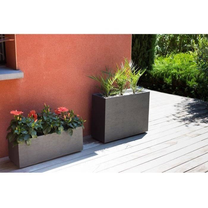 Jardinière Graphit Up EDA Plastique 57L - Gris Anthracite - 79,5x29,5x29,5cm - Intérieur/Extérieur