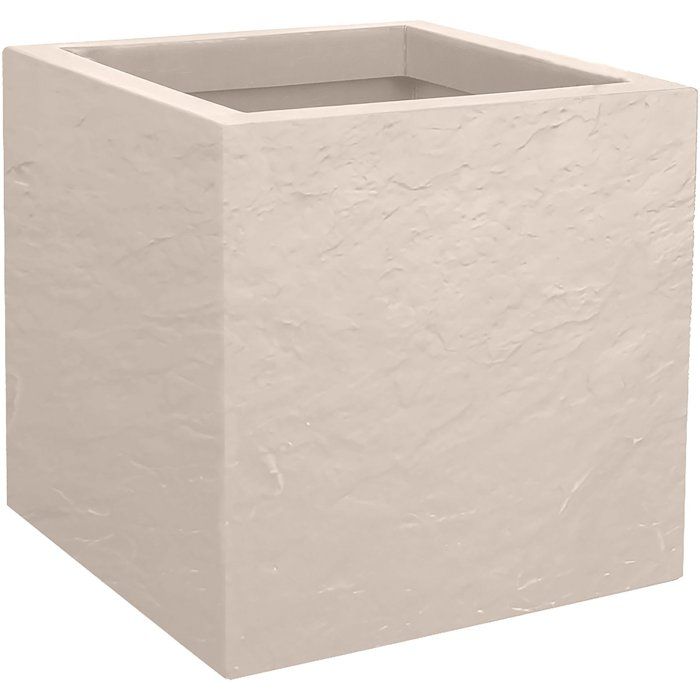 EDA Pot de fleurs Carré 30 cm - Volcania Up - 21 L - Intérieur/Extérieur -Décor Pierre - 295 x 295 x H. 295 cm - Beige Calcaire