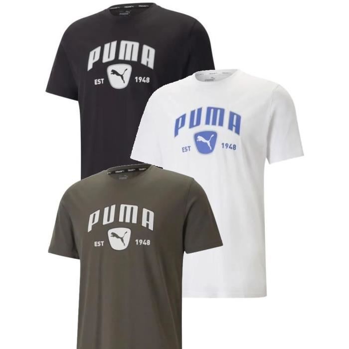 Lot de 3 tee-shirts de sport PUMA Training Homme noir blanc vert kaki XS