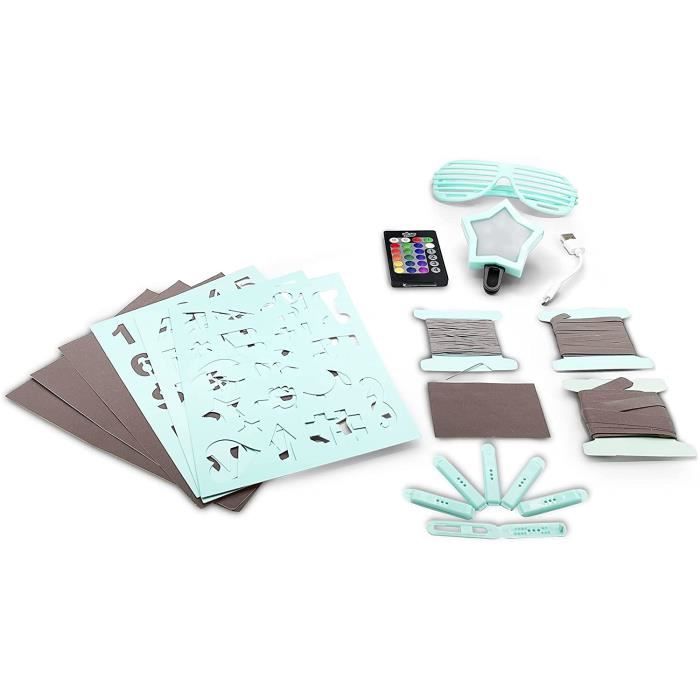 LET'S GLOW STUDIO – Coffret Créatif Accessoires Réfléchissants – Pince LED 16 Couleurs – Tissu, Stickers, Ongles Adhésifs – Brille Dans Le Noir – Dès 8 Ans
