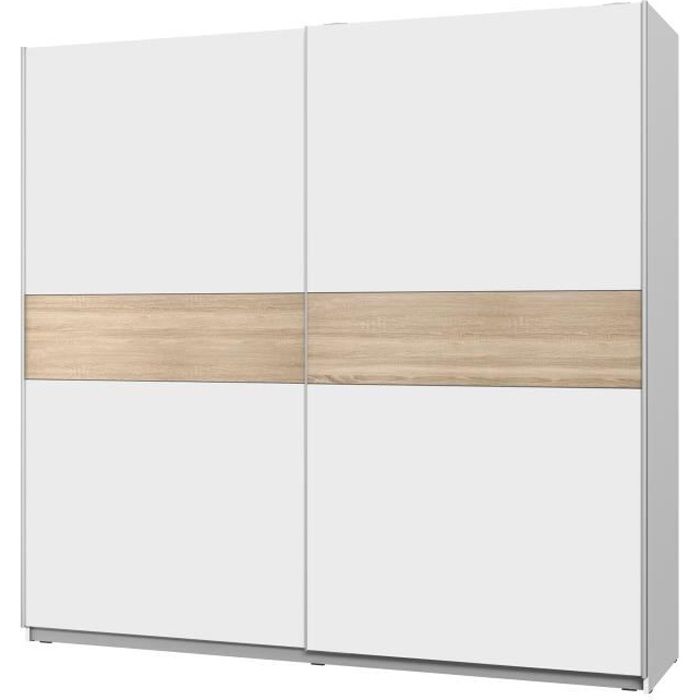 Atos Armoire 2 Portes Coulissantes Blanc Et Decor Chene L 220