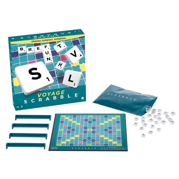 Mattel Games - Scrabble Voyage - Jeu de société et de lettres - 2 à 4 joueurs - Dès 10 ans