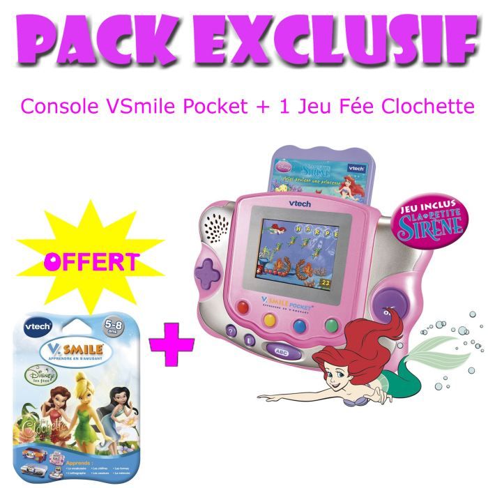 Pack Exclusif V.Smile Pocket Petite Sirène + 1 Jeu