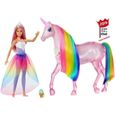 Barbie - Dreamtopia Barbie et sa Licorne Lumières Magiques - 32 cm - Poupée Mannequin - Ds 3 ans-5