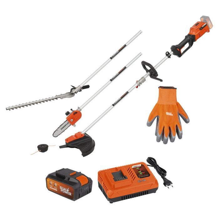 Powerplus Multi-Outil de Jardin à Batterie POWDPGSET43 - 40 V, Taille-Haie, Coupe-Bordure, Tronçonne