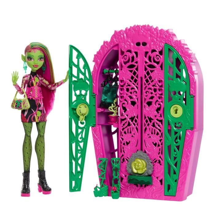 Monster High Coffret Monstrueux Secrets Énigmes du jardin avec poupée Venus McFlytrap dressing et plus de 19 surprises pour ’heure du goûter dont des vêtements pour poupée HYT75