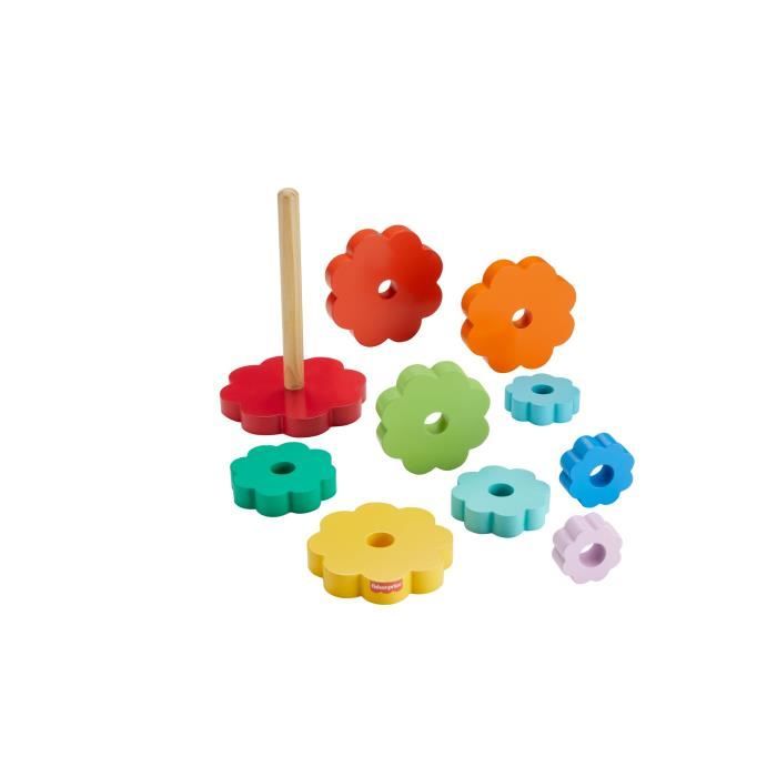 Fisher Price Empileur d’Anneaux avec 10 pièces en Bois pour Jouer à empiler pour Enfants à partir de HXT77 - vue 7