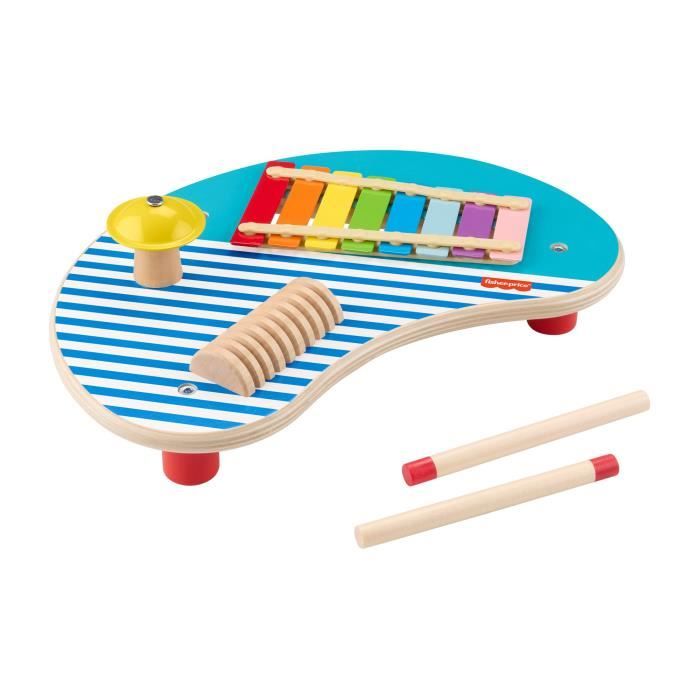 Fisher-Price-Table musicale en bois avec instruments de percussion HXT91 Fisher-Price-Table musicale en bois avec instruments de percussion HXT91