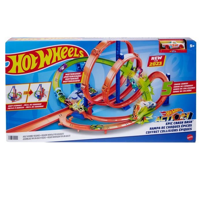 Hot Whls®-Coffrt Pist Cyclon Crash, avc 1 véhicul Hot Hot Whls®-Coffrt Pist Cyclon Crash, avc 1 véhicul Hot