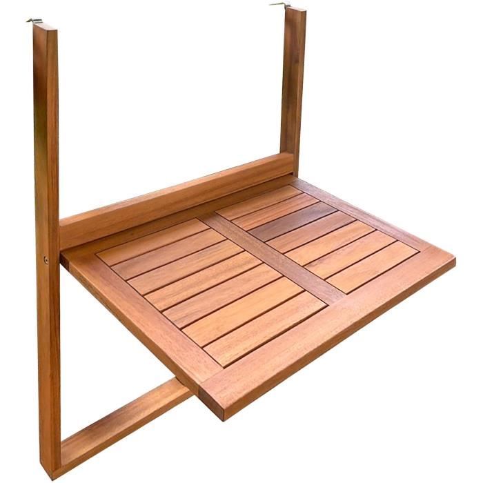table de balcon suspendue lilou - bois d'acacia fsc - pliable - 60x44x80 cm