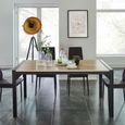 TEXAS Table à manger de 6 à 8 personnes style industriel décor chêne + pieds en métal noir laqué - L 160 x l 90 cm-2