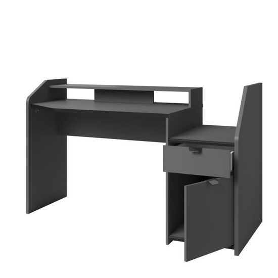 Gaming Bureau De Jeu Decor Gris Et Noir L 154 X P 92 X H 68 Cm Achat Vente Bureau Gaming Station L154 Cm