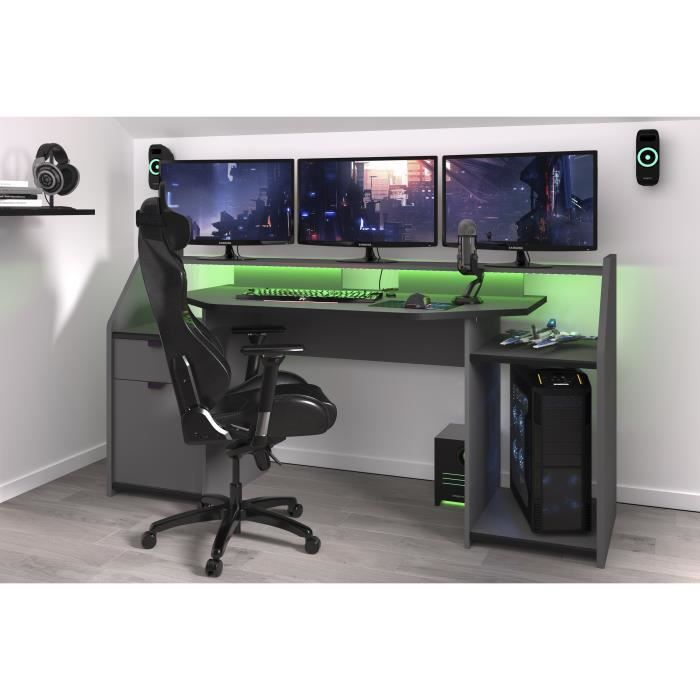 Bureau gaming noir et vert espace bureau jeu bureau gamer - Ciel