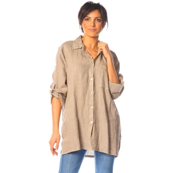 Chemise Sanve 100% Lin Taupe Femme ...