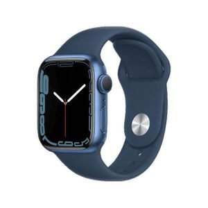 MONTRE CONNECTÉE Apple Watch Series 7 GPS + Cellular 41 - Aluminium Blue - Sport band Blue Navy - Reconditionné - Très bon état