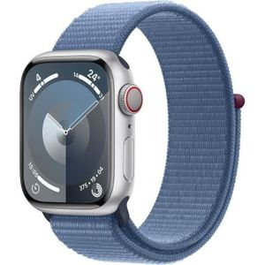 MONTRE CONNECTÉE Apple Watch Series 9 GPS - 45mm - Boîtier Silver Aluminium - Bracelet Winter Blue Sport Loop (2023) - Reconditionné - Très bon état