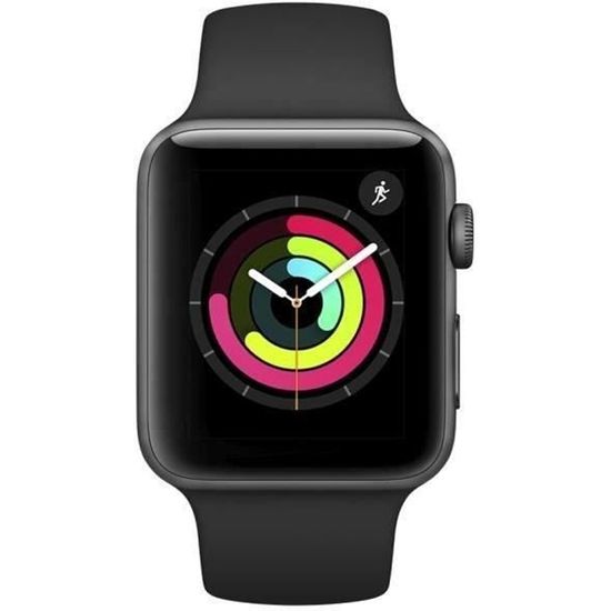 Apple Watch Series 3 GPS - 42mm Boîtier aluminium gris sidéral - bracelet noir (2018) - Reconditionné - Très bon état