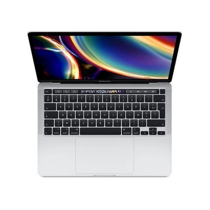 MacBook Pro Touch Bar 13 i7 23 Ghz 16 Go RAM 512 Go SSD Argent (2020) – Reconditionné – Très bon état