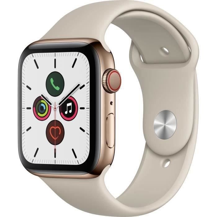 Apple Watch Series 5 Cellular 44 mm Boîtier acier Or Bracelet Stone / 2019 Très bon état