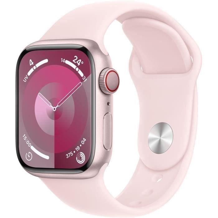 Apple Watch Series 9 GPS + Cellular - 41mm - Boîtier Pink Alu Light Pink Sport Band - S/M (2023) - Reconditionné - Très bon état