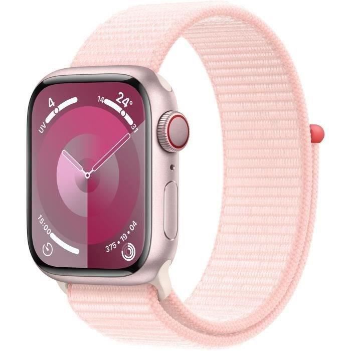 Apple Watch Series 9 GPS + Cellular - 41mm - Boîtier Pink Alu Light Pink Sport Loop (2023) - Reconditionné - Très bon état