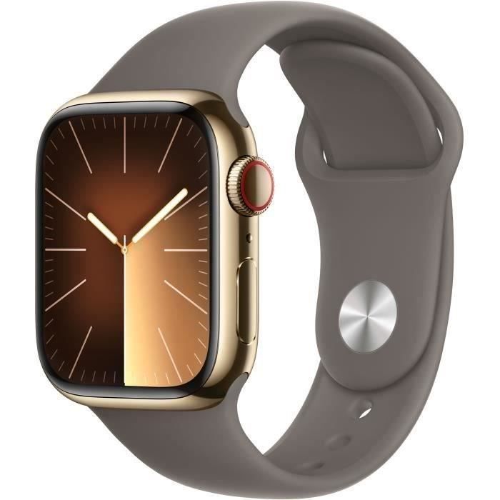Apple Watch Series 9 GPS + Cellular 41mm Boîtier Acier Or Clay Sport Band / 2023 Très bon état