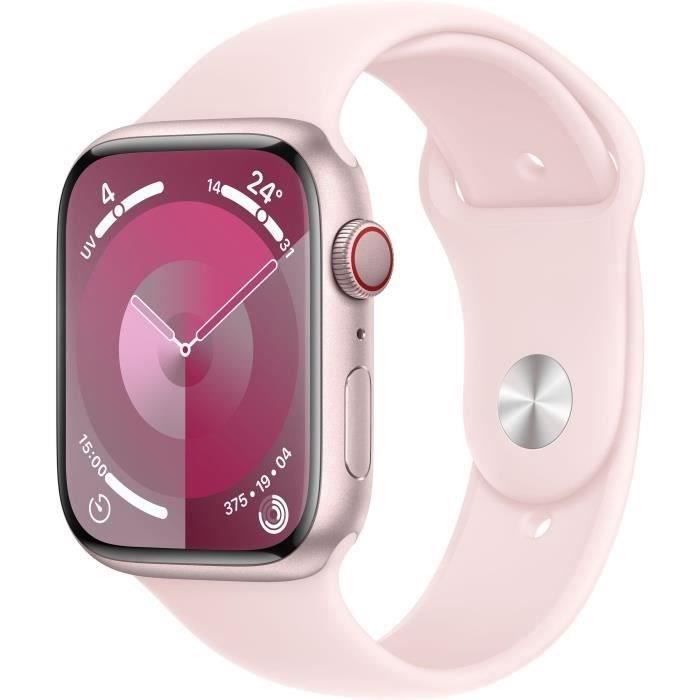 Apple Watch Series 9 GPS + Cellular - 45mm - Boîtier Pink Alu Light Pink Sport Band - S/M (2023) - Reconditionné - Très bon état