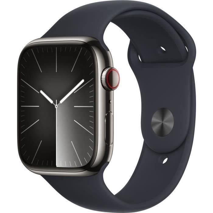 Apple Watch Series 9 GPS + Cellular - 45mm - Acier Graphite - Bracelet Midnight S/M (2023) - Reconditionné - Très bon état - Apple
