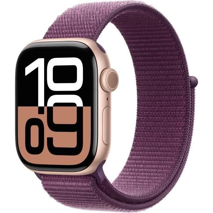 Apple Watch Series 10 GPS 42mm Boîtier Gold Aluminium Bracelet Plum Sport Loop 2024 - vue 2