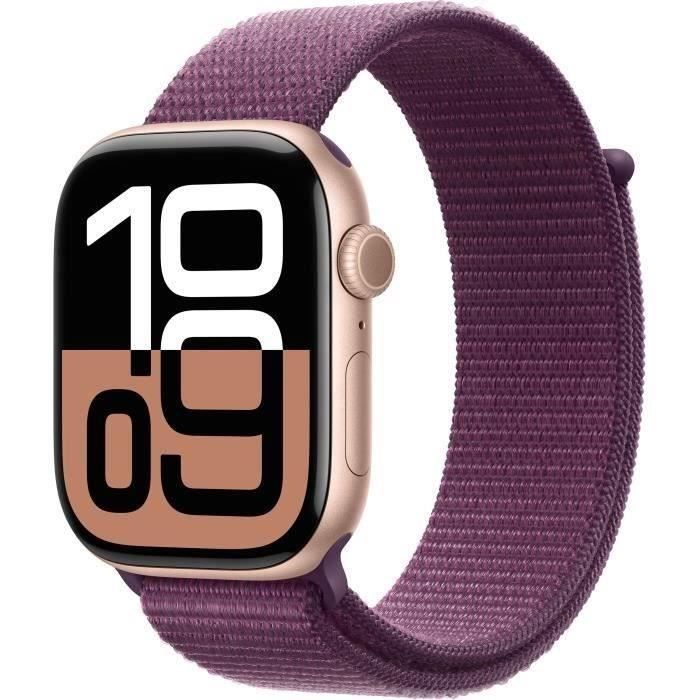Apple Watch Series 10 GPS 46mm Boîtier Gold Aluminium Bracelet Plum Sport Loop 2024 Très bon état